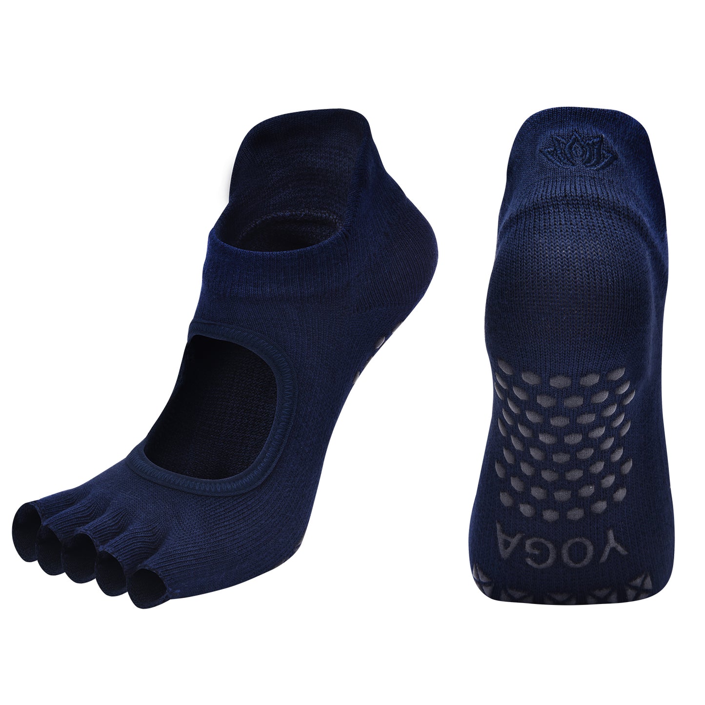 【Yoga Socks】C1藏青-女士刺绣半趾瑜伽普拉提运动袜