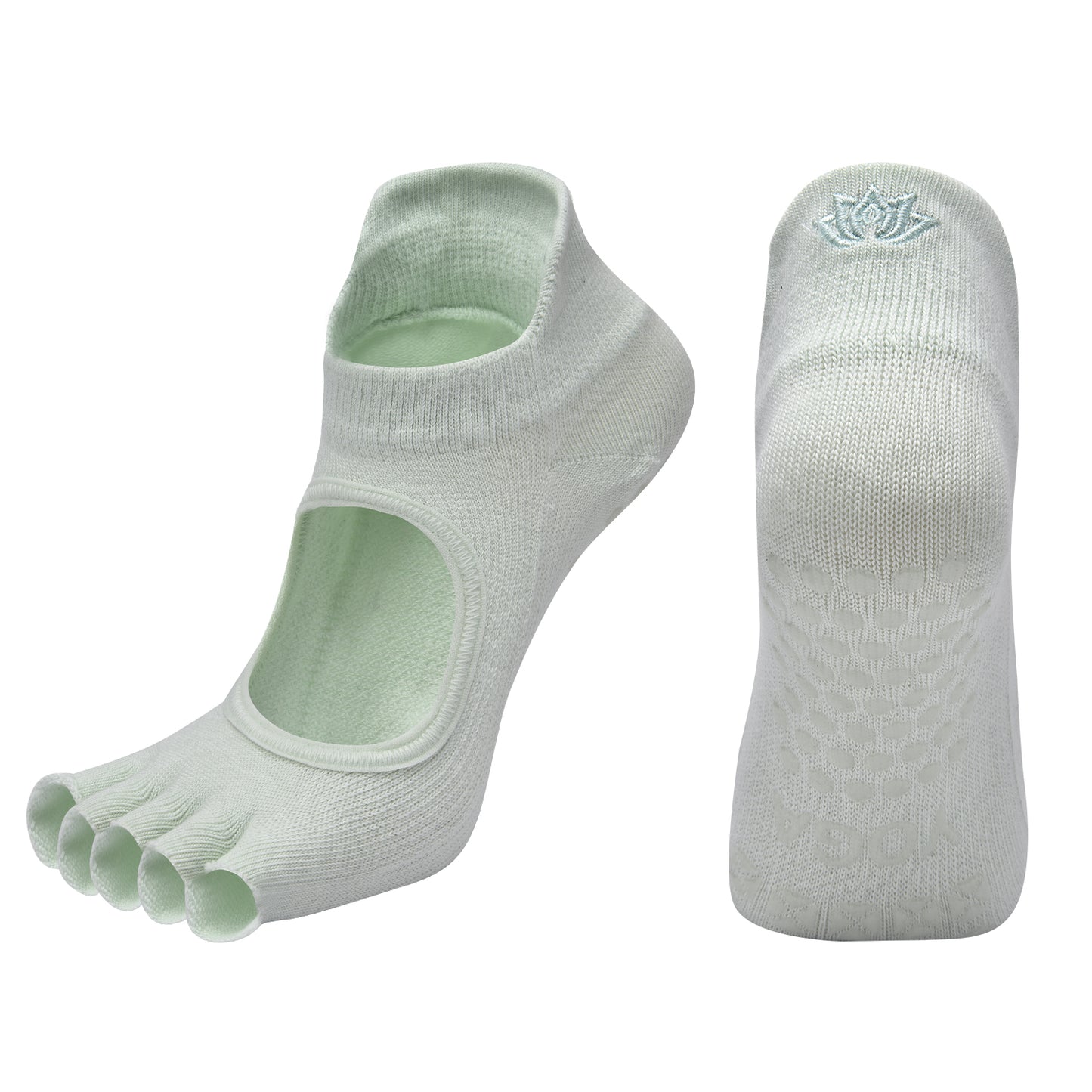 【Yoga Socks】C1碧绿-女士刺绣半趾瑜伽普拉提运动袜