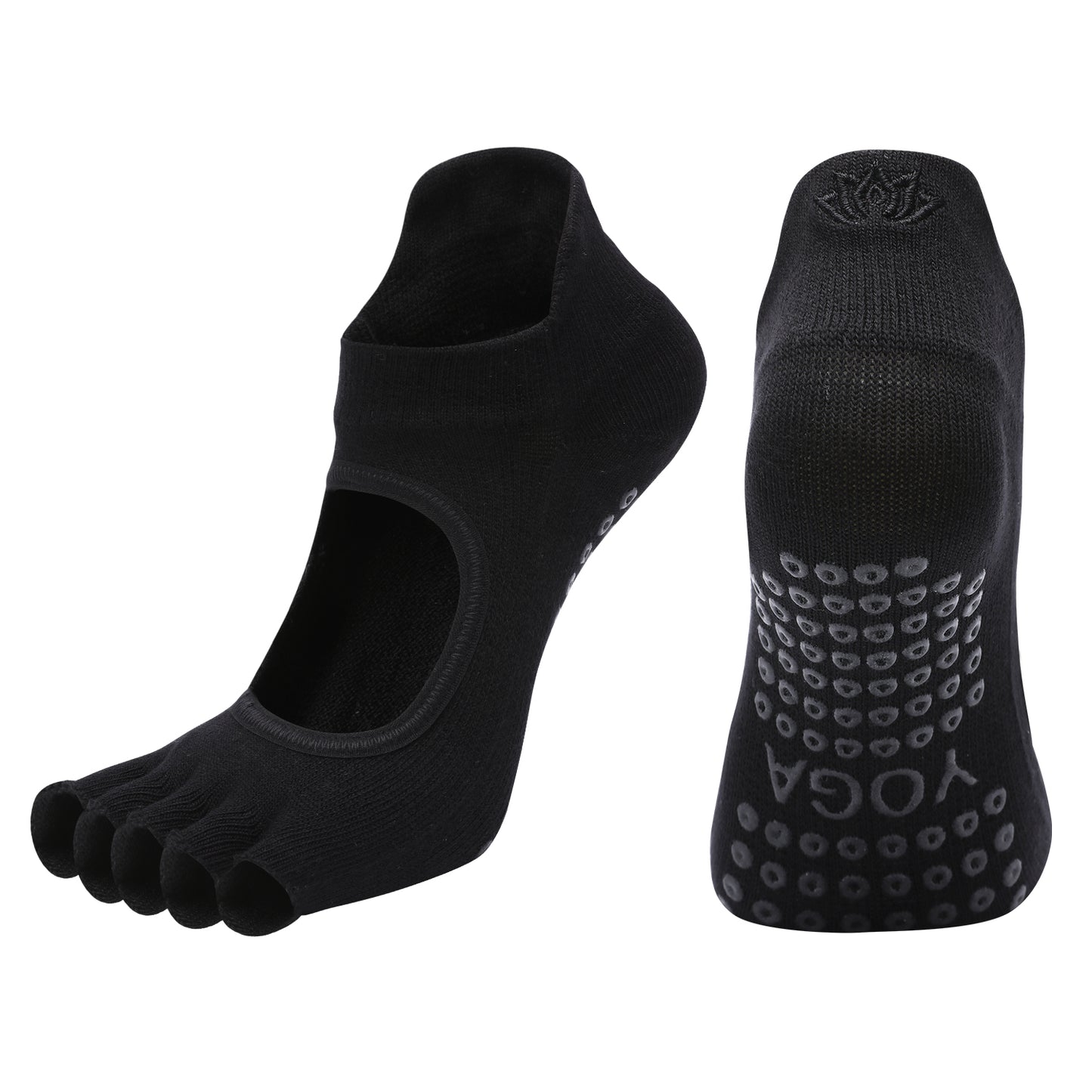【Yoga Socks】C2黑色-女士刺绣半趾瑜伽普拉提运动袜