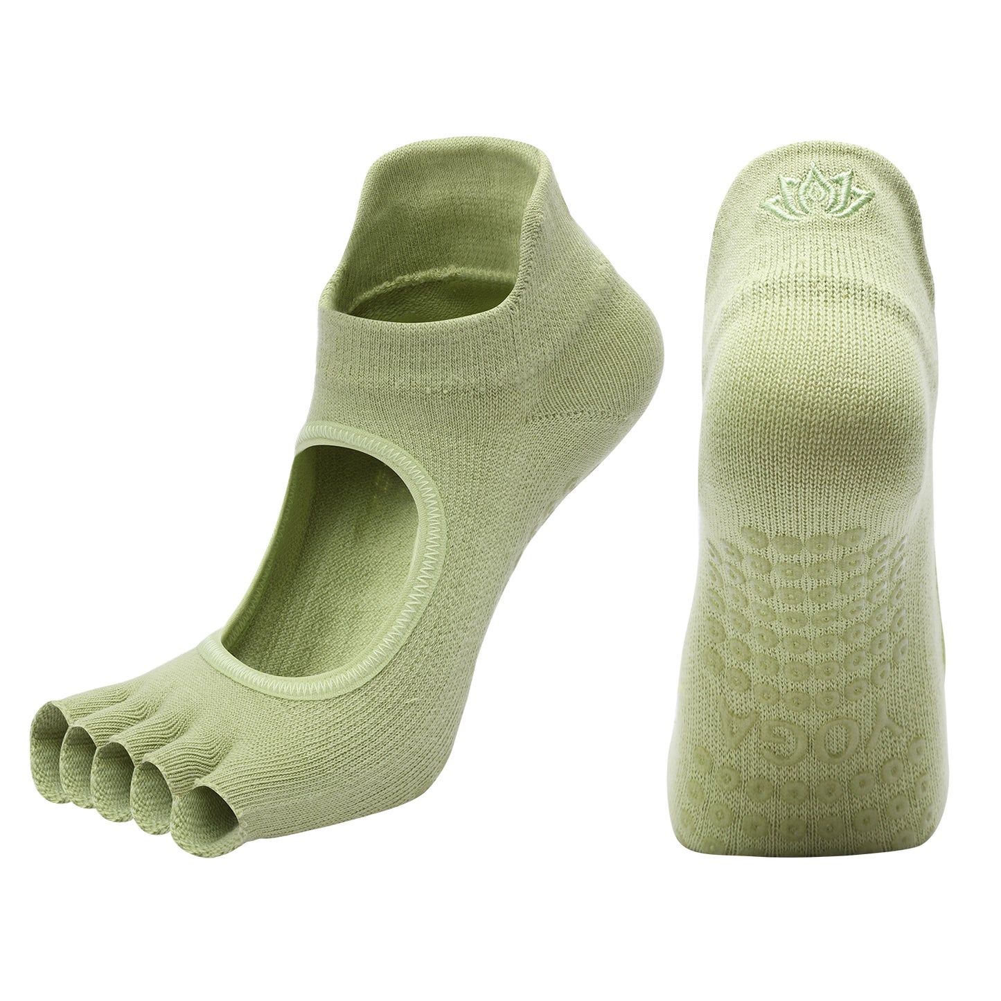 【Yoga Socks】C2绿色-女士刺绣半趾瑜伽普拉提运动袜