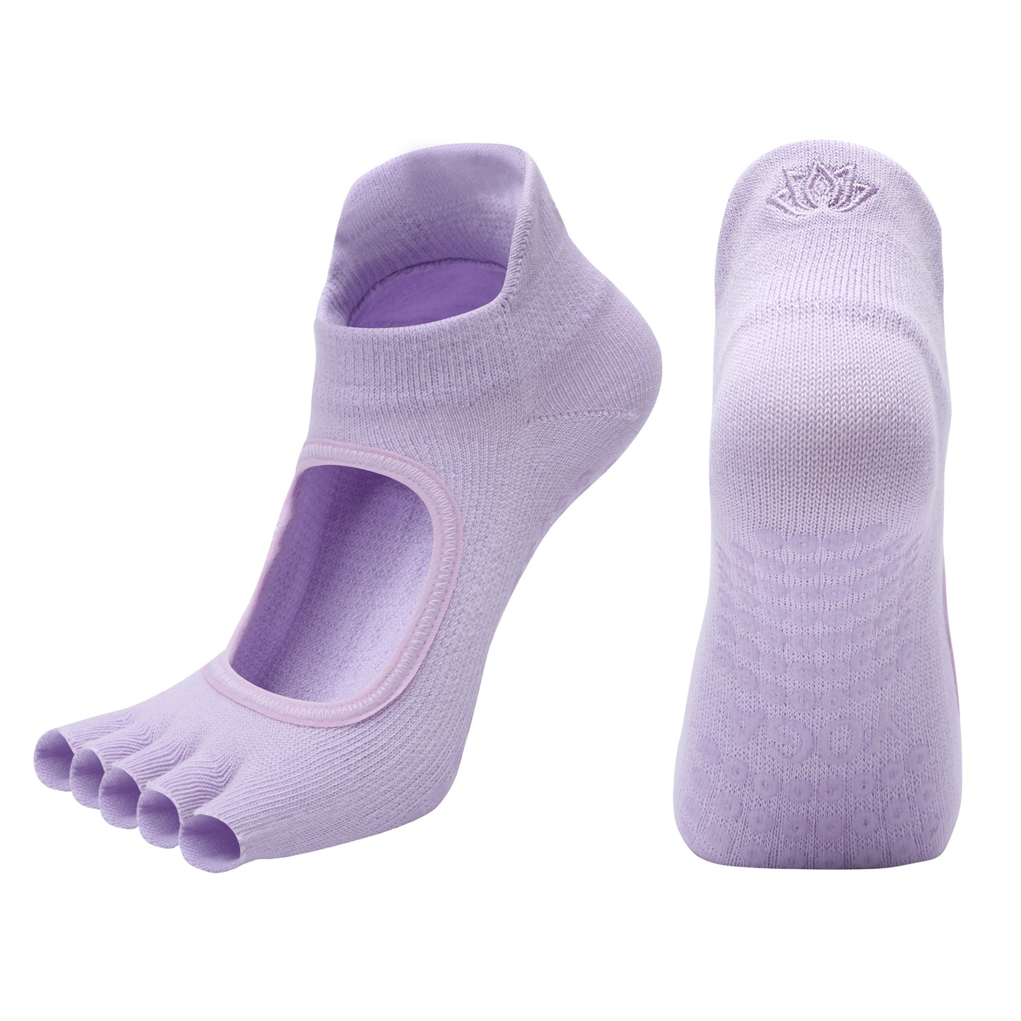 【Yoga Socks】C2浅紫-女士刺绣半趾瑜伽普拉提运动袜