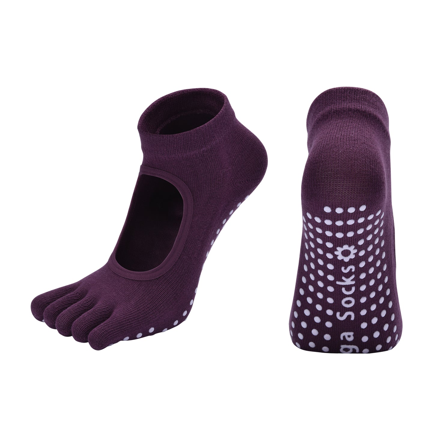 【Yoga Socks】V6紫红-女士五指瑜伽普拉提运动袜