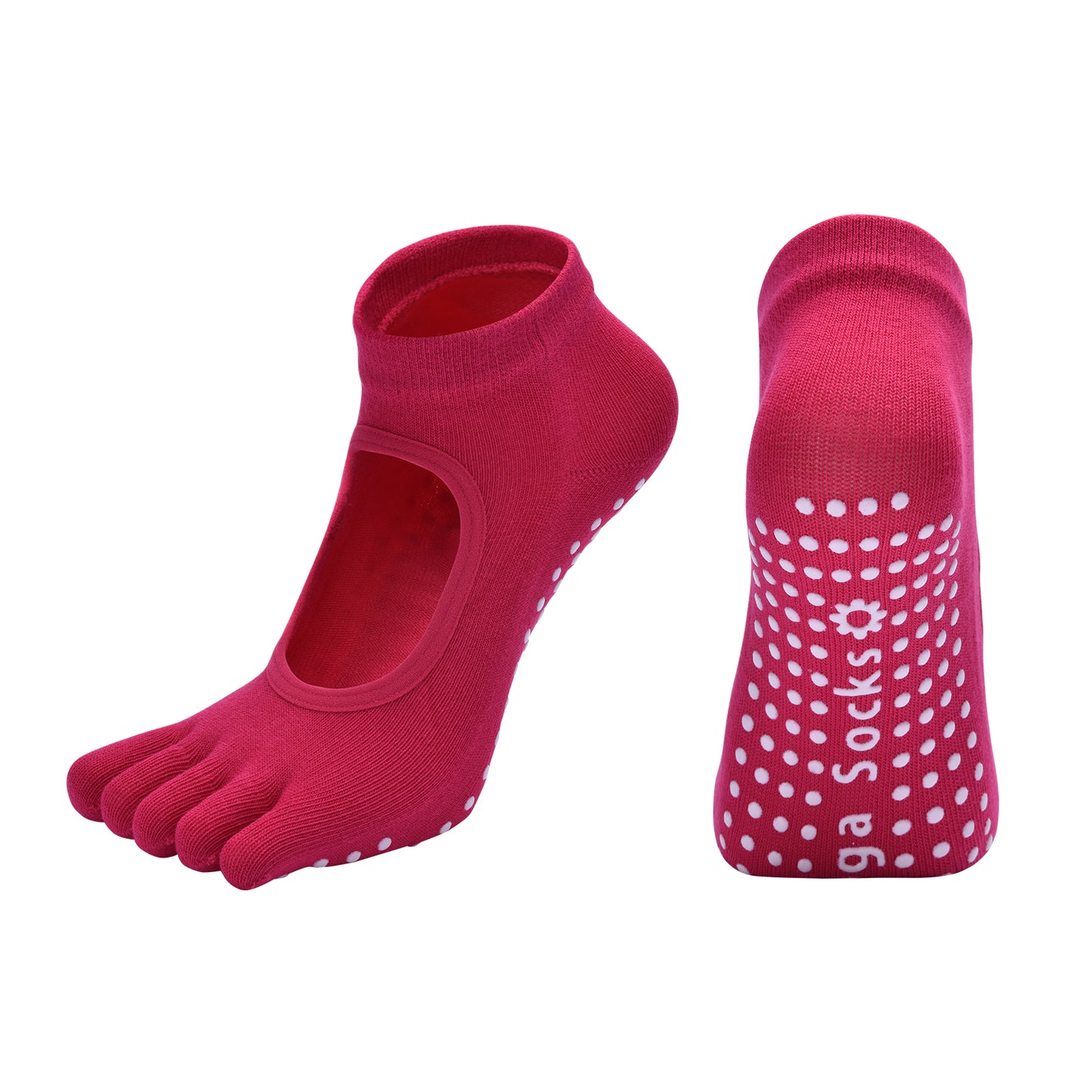 【Yoga Socks】V6玫红-女士五指瑜伽普拉提运动袜