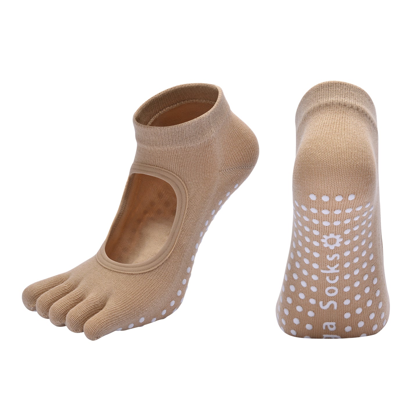 【Yoga Socks】V6米色-女士五指瑜伽普拉提运动袜