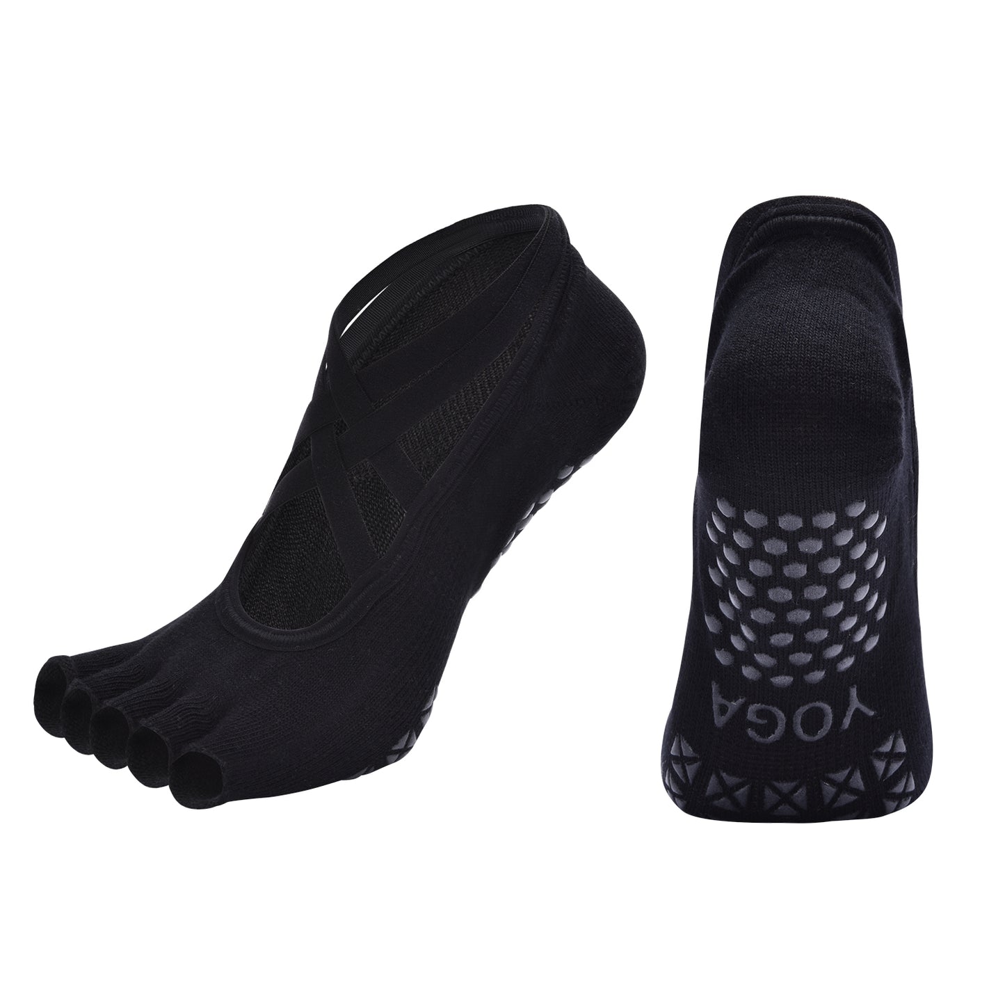 【Yoga Socks】T9黑色-女士半趾瑜伽普拉提运动袜
