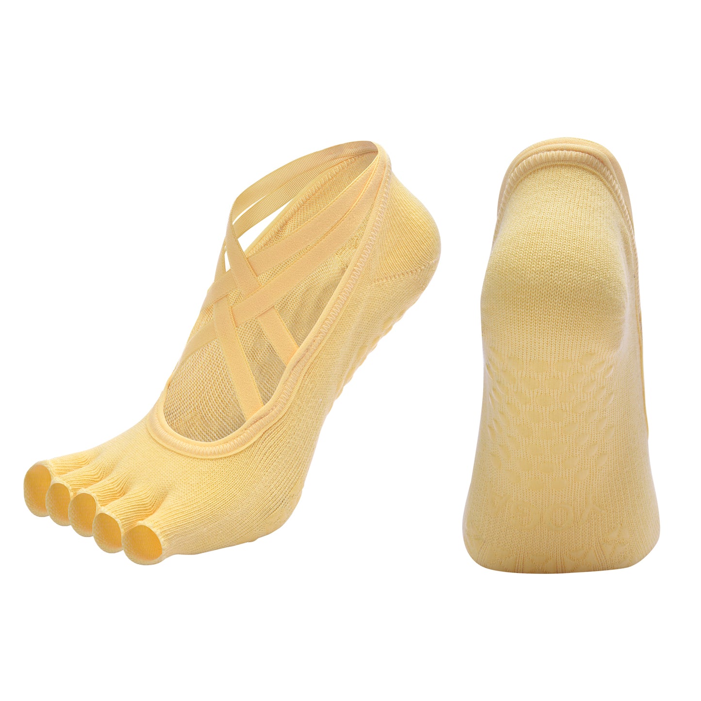 【Yoga Socks】T9黄色-女士半趾瑜伽普拉提运动袜