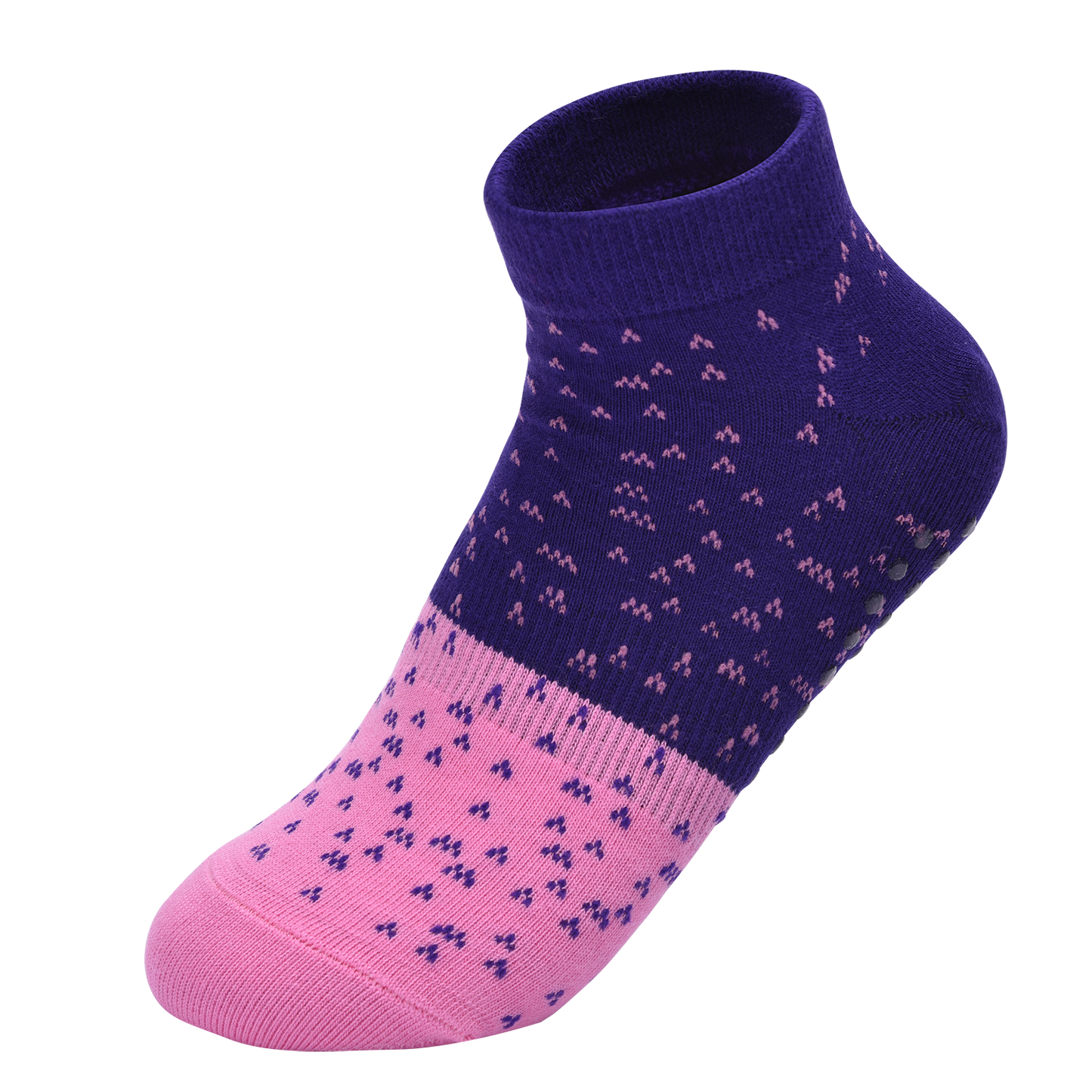 【Yoga Socks】N3紫粉-女士提花圆头瑜伽普拉提运动袜