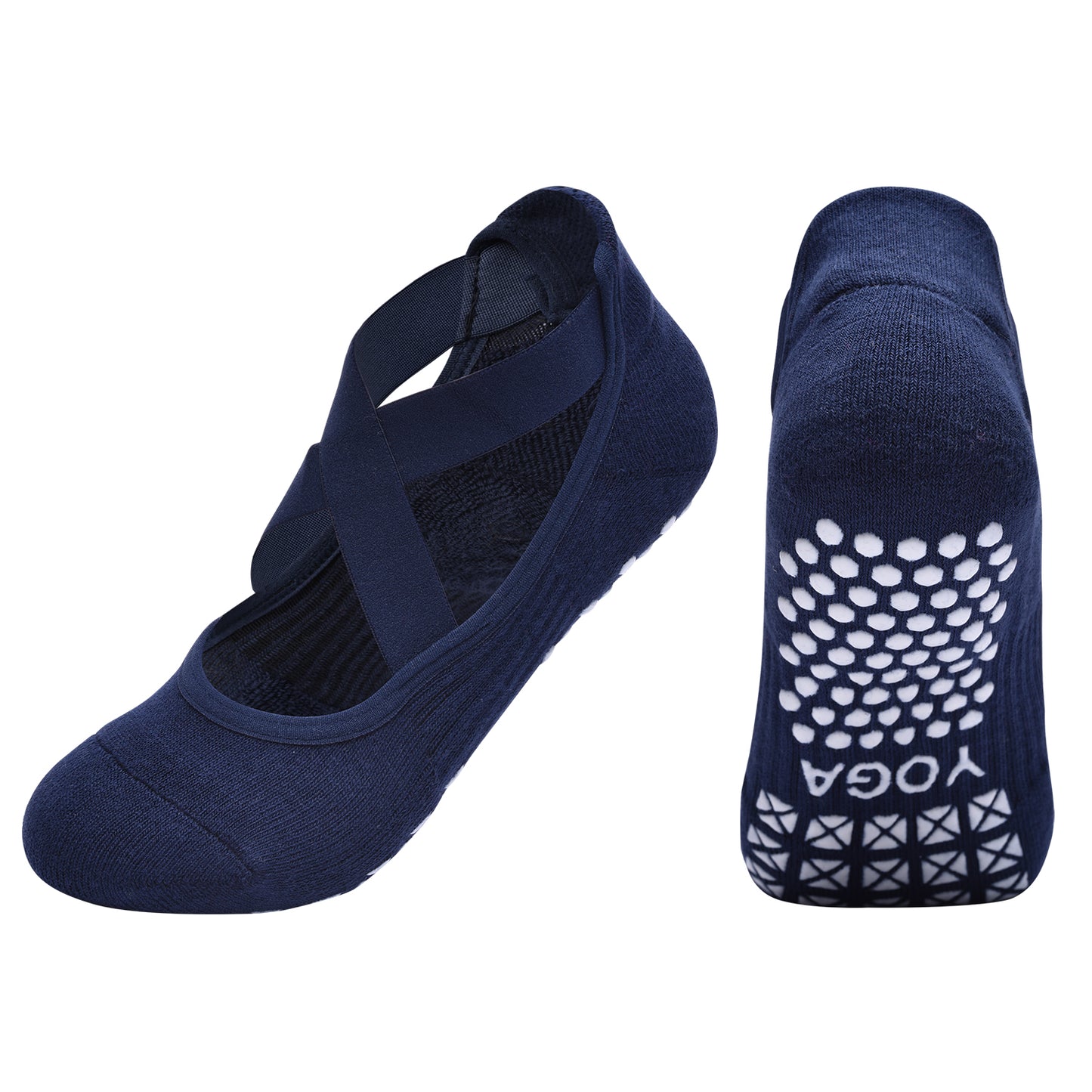 【Yoga Socks】Q6藏青-女士毛圈圆头瑜伽普拉提运动袜