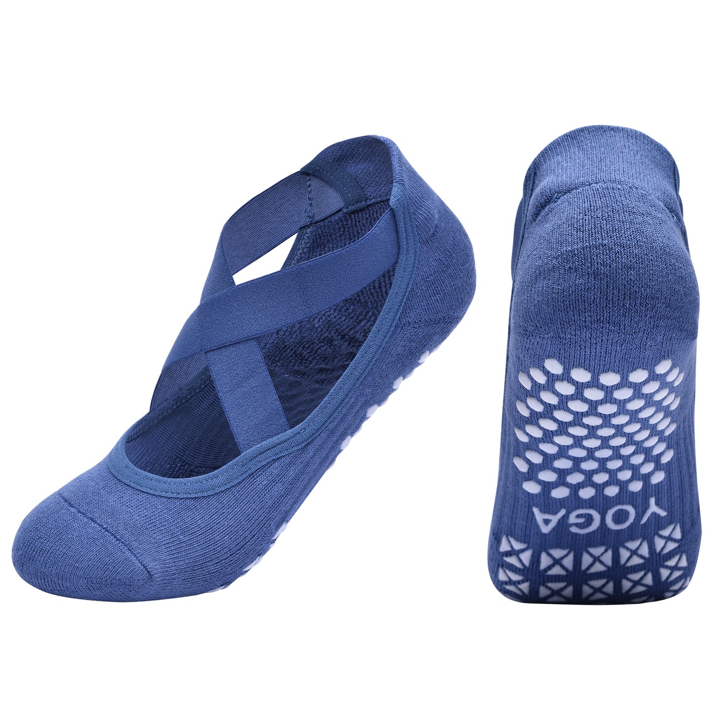 【Yoga Socks】Q6深蓝-女士毛圈圆头瑜伽普拉提运动袜