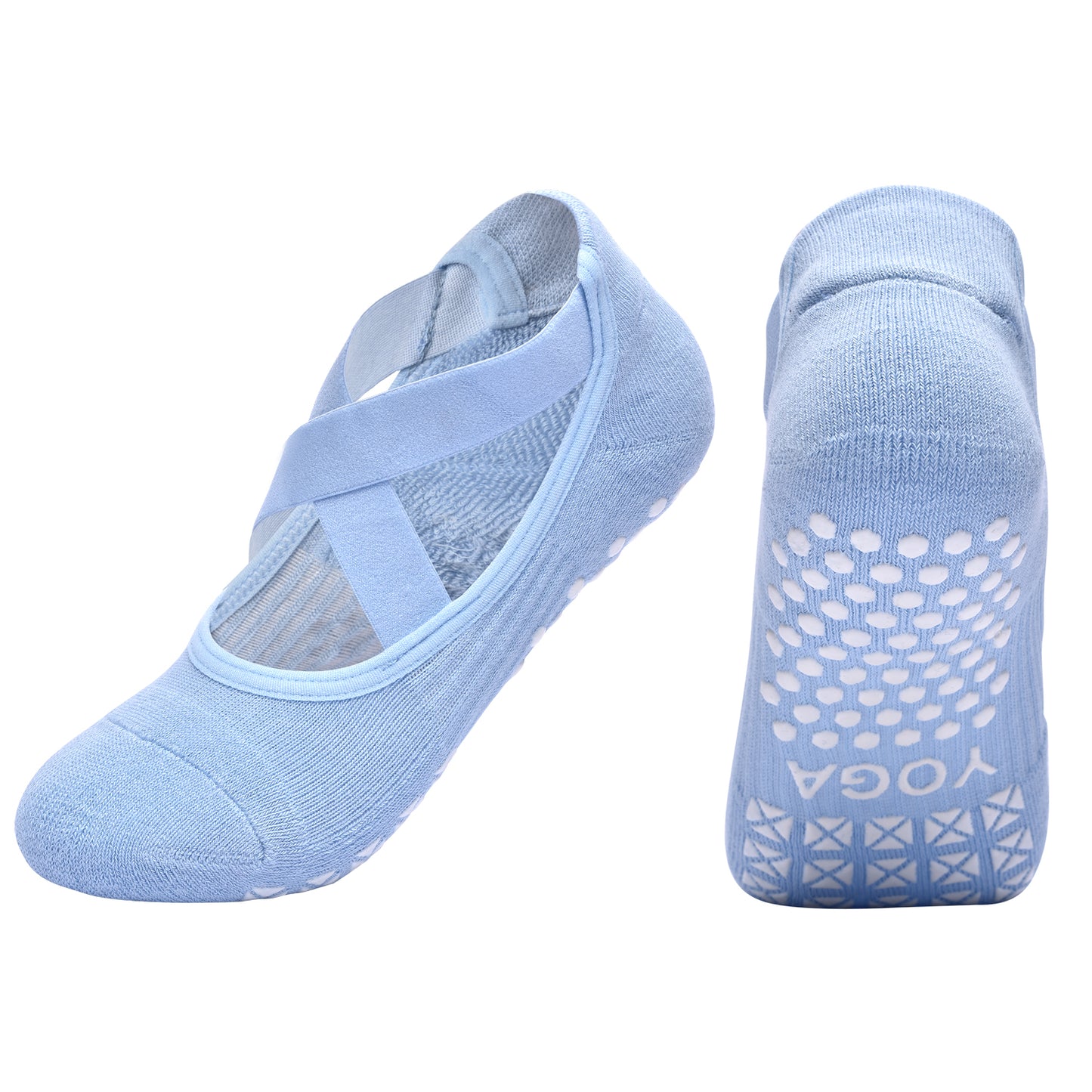 【Yoga Socks】Q6浅蓝-女士毛圈圆头瑜伽普拉提运动袜