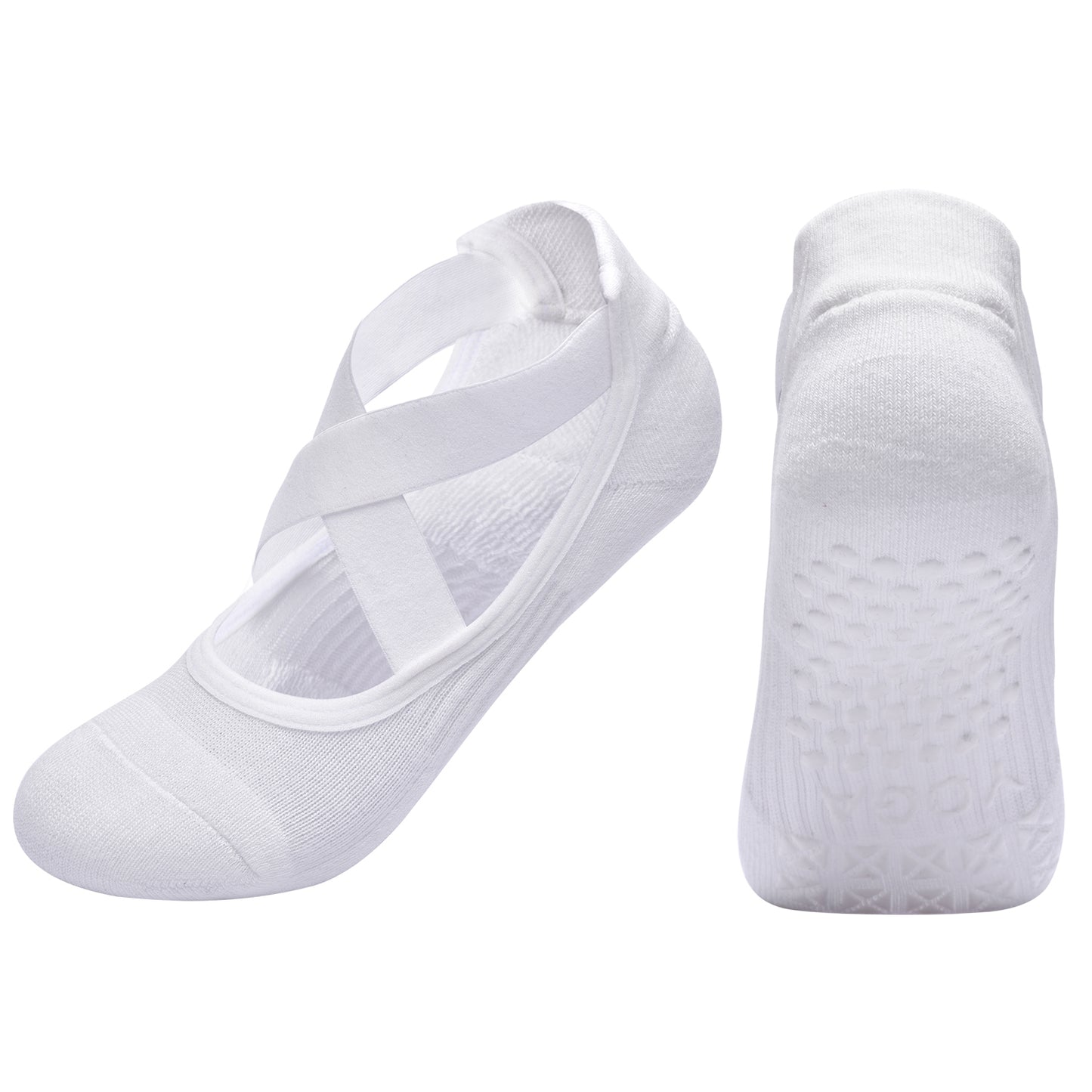 【Yoga Socks】Q6白色-女士毛圈圆头瑜伽普拉提运动袜