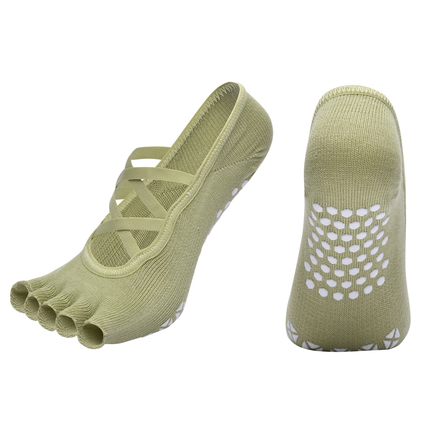 【Yoga Socks】T6绿色-女士半趾瑜伽普拉提运动袜
