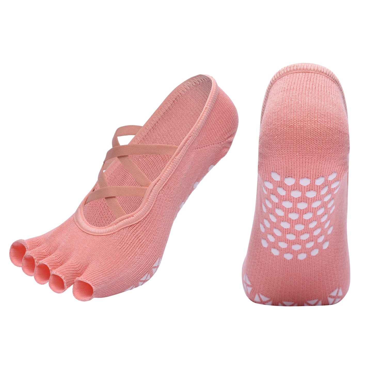 【Yoga Socks】T6珊瑚橙-女士半趾瑜伽普拉提运动袜
