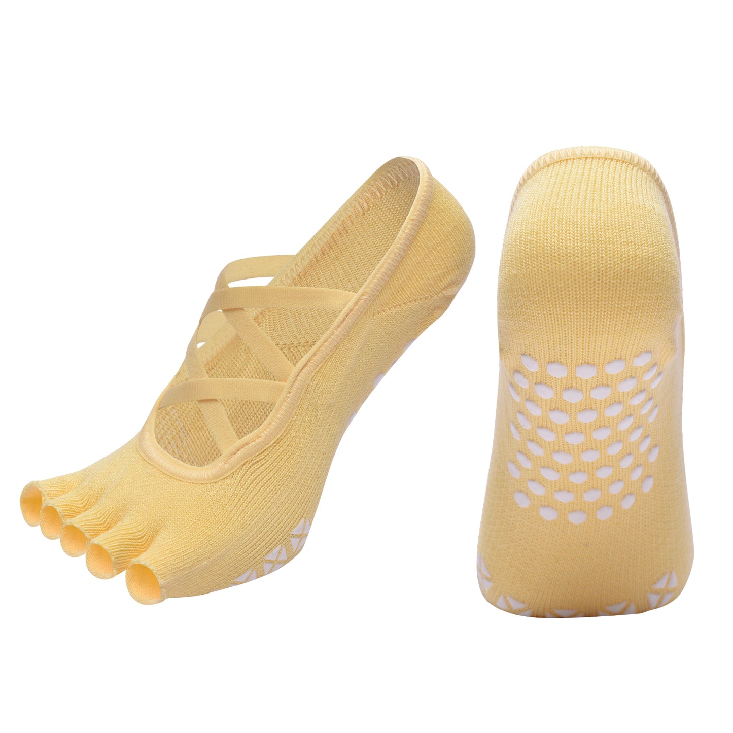 【Yoga Socks】T6黄色-女士半趾瑜伽普拉提运动袜