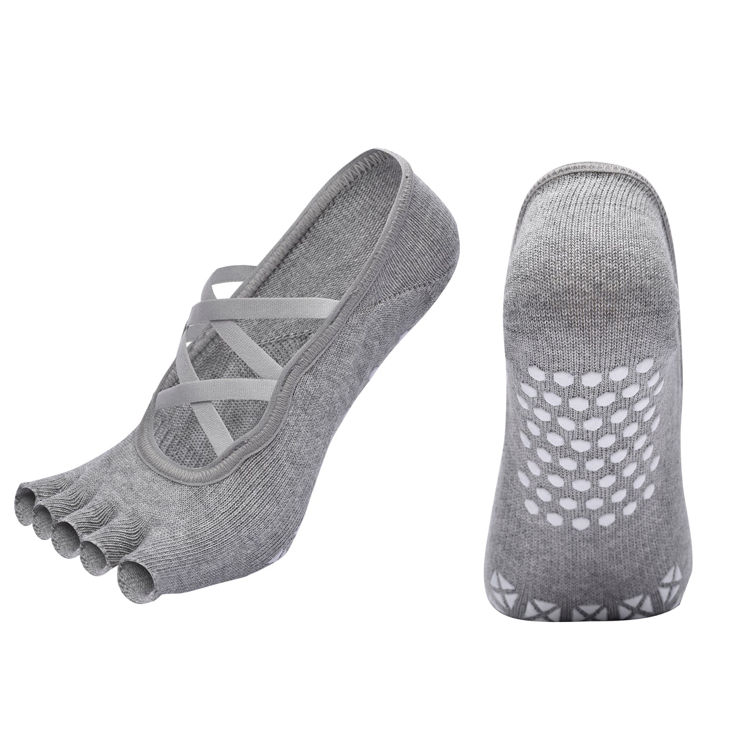 【Yoga Socks】T6浅麻灰-女士半趾瑜伽普拉提运动袜