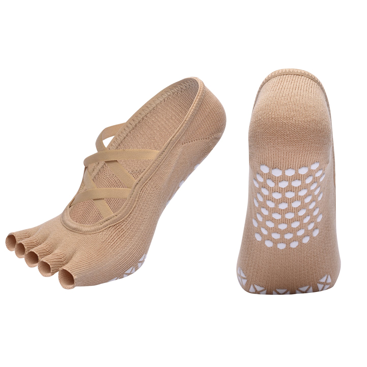 【Yoga Socks】T6米色-女士半趾瑜伽普拉提运动袜
