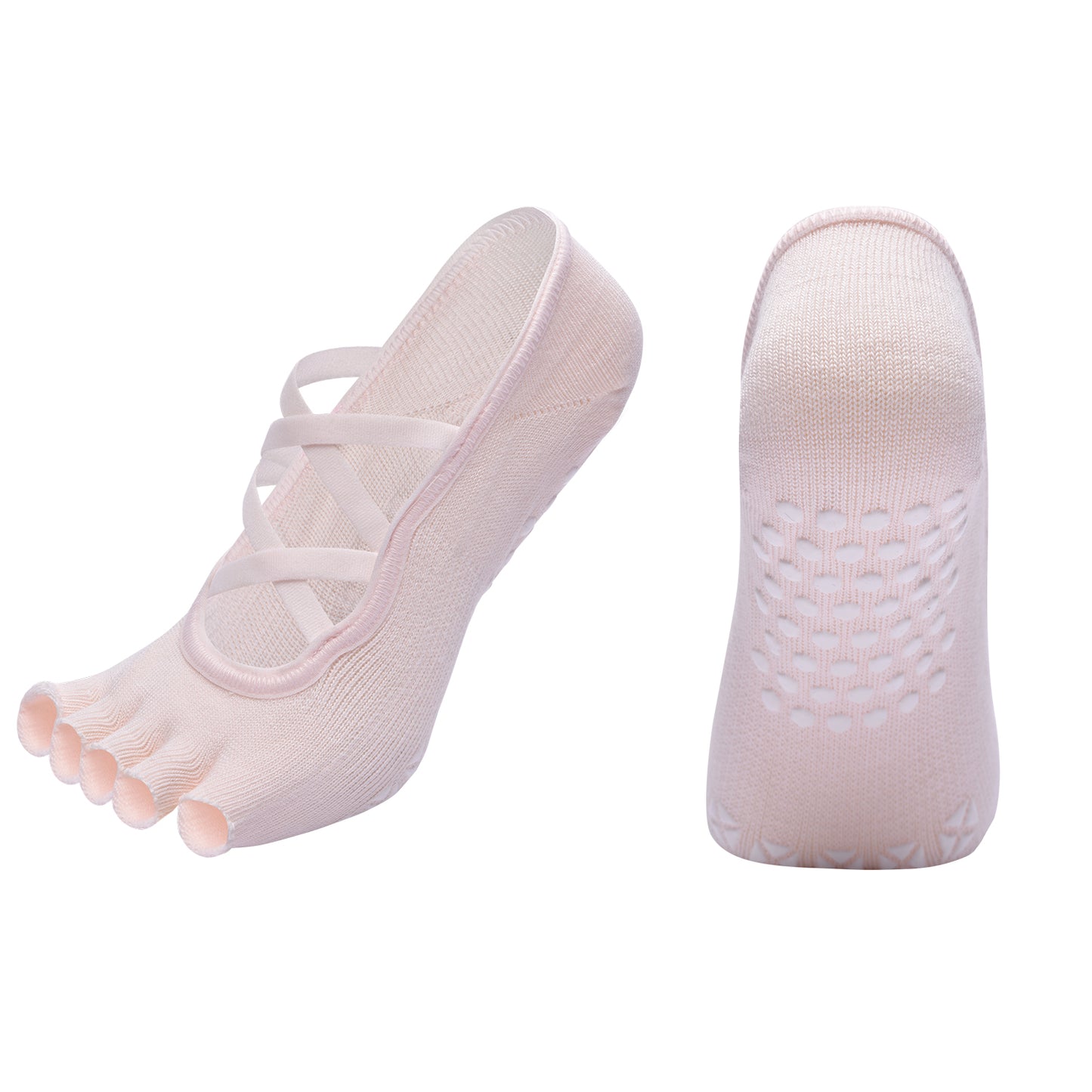【Yoga Socks】T6浅粉-女士半趾瑜伽普拉提运动袜