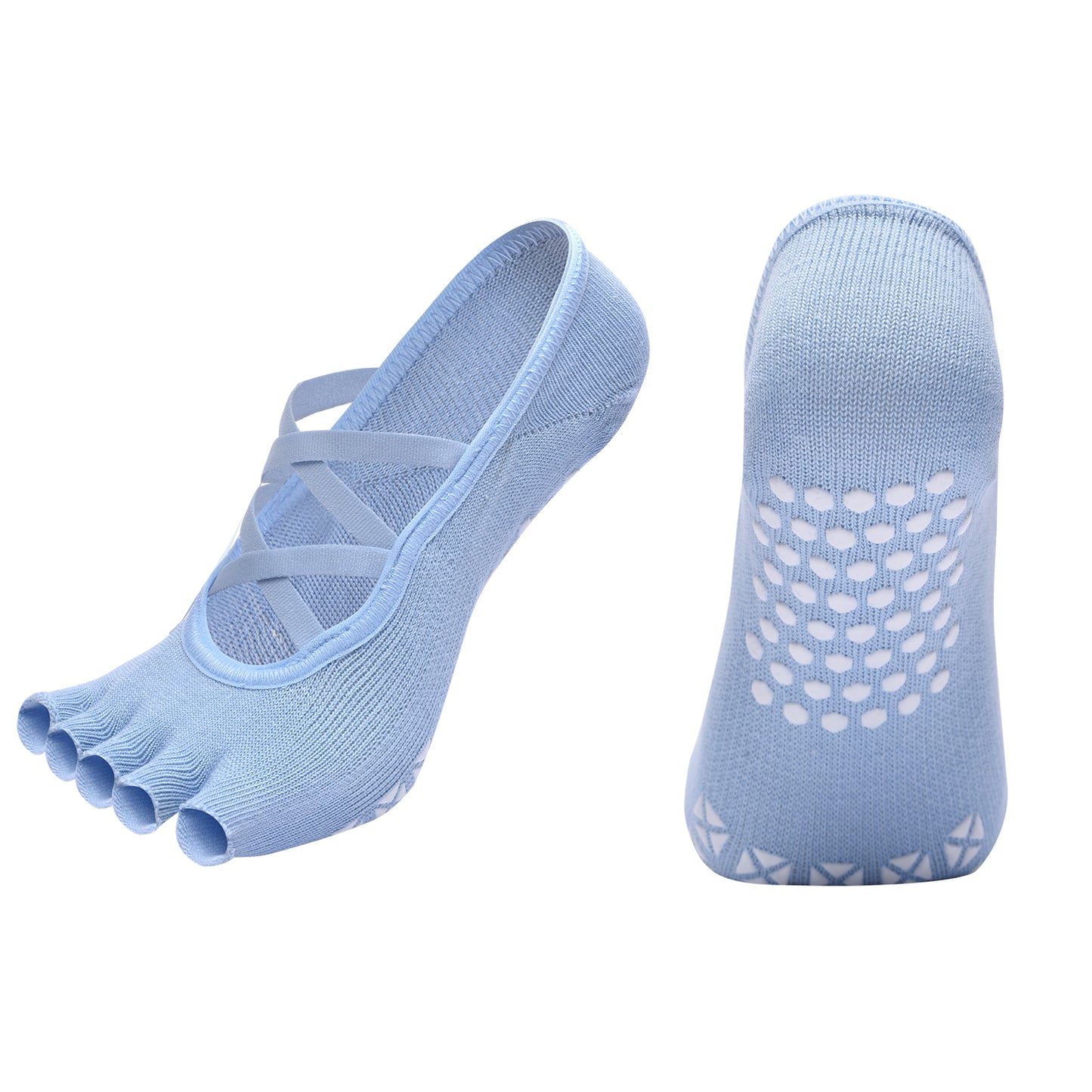 【Yoga Socks】T6浅蓝-女士半趾瑜伽普拉提运动袜