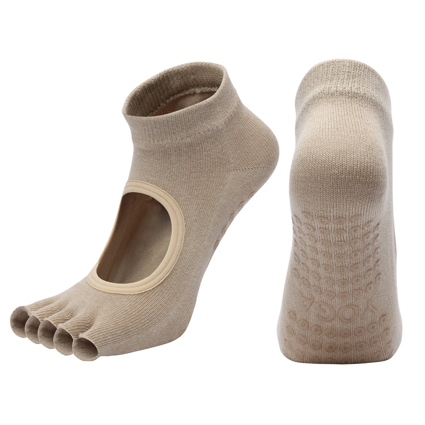 【Yoga Socks】F5米色-女士半趾瑜伽普拉提运动袜