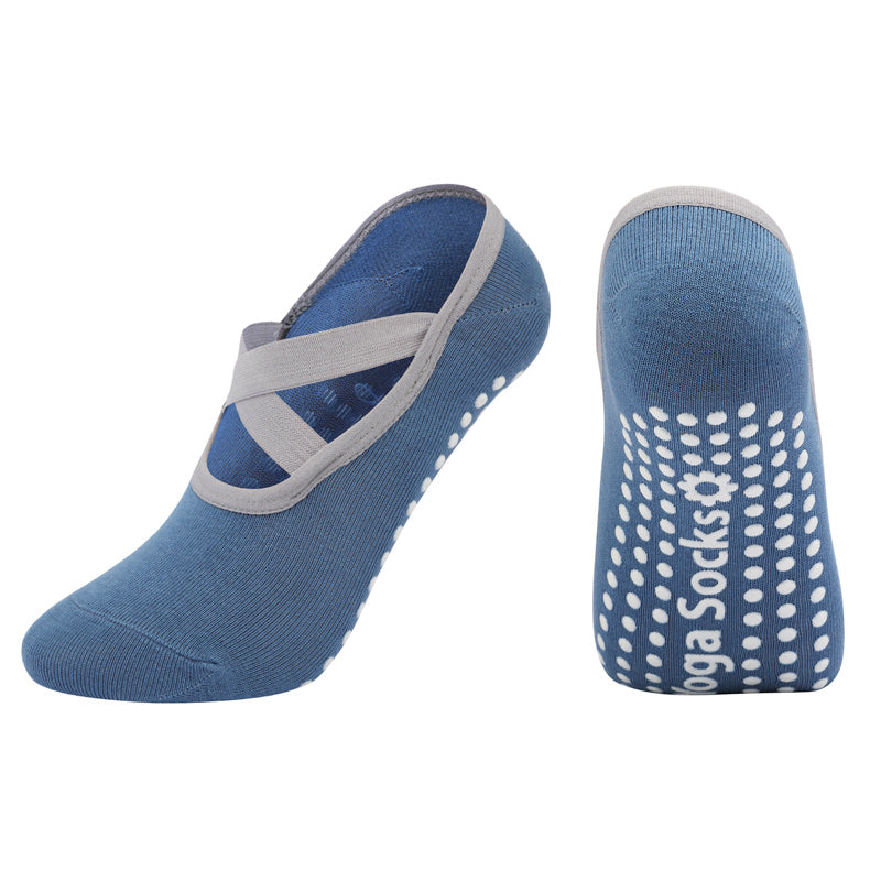 【Yoga Socks】H6浅蓝-女士圆头瑜伽普拉提运动袜