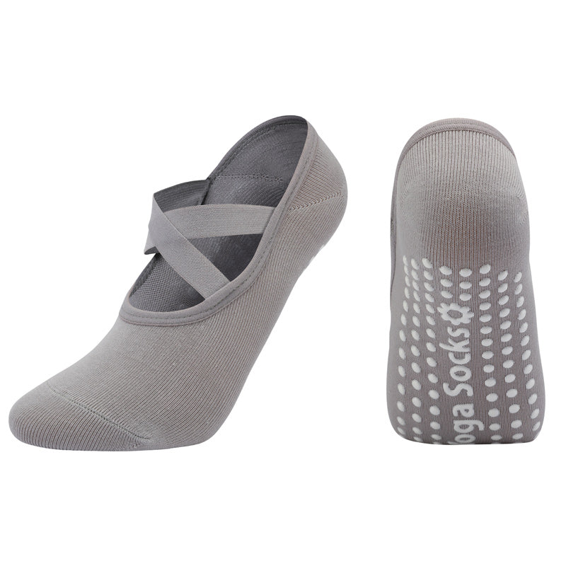 【Yoga Socks】H6浅灰-女士圆头瑜伽普拉提运动袜