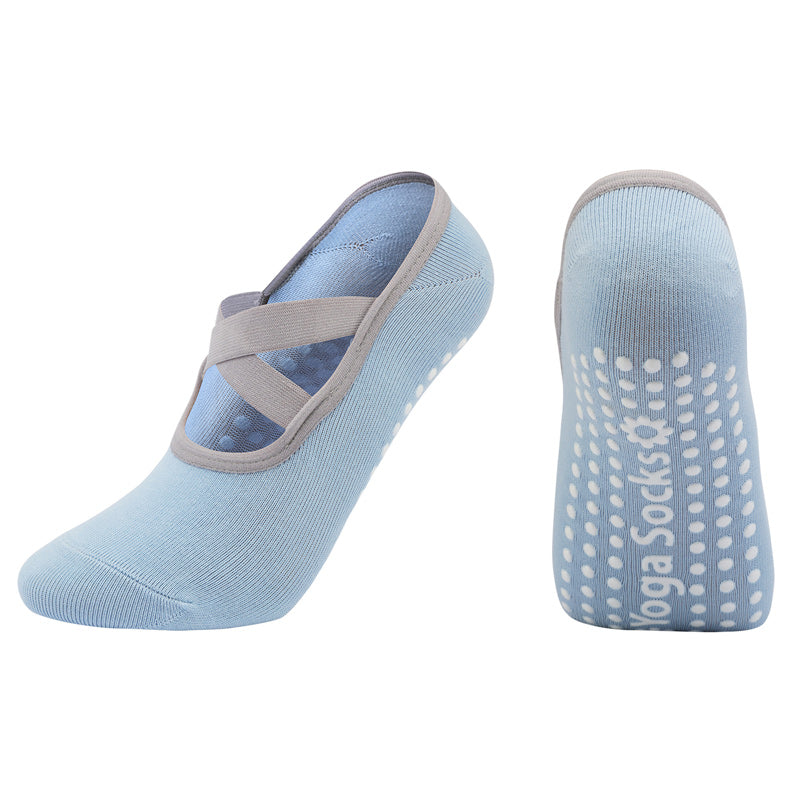 【Yoga Socks】H6浅蓝-女士圆头瑜伽普拉提运动袜
