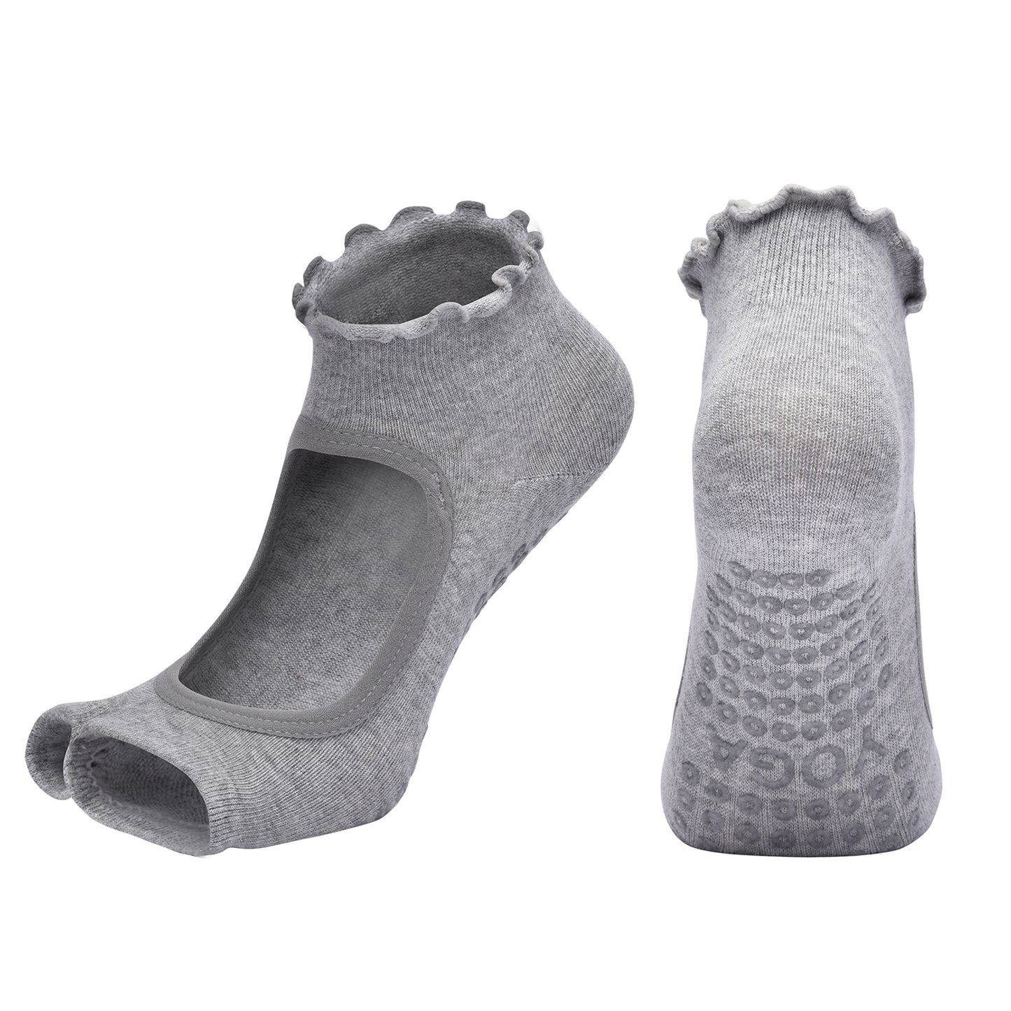 【Yoga Socks】O3浅麻灰-女士木耳边二指瑜伽普拉提运动袜
