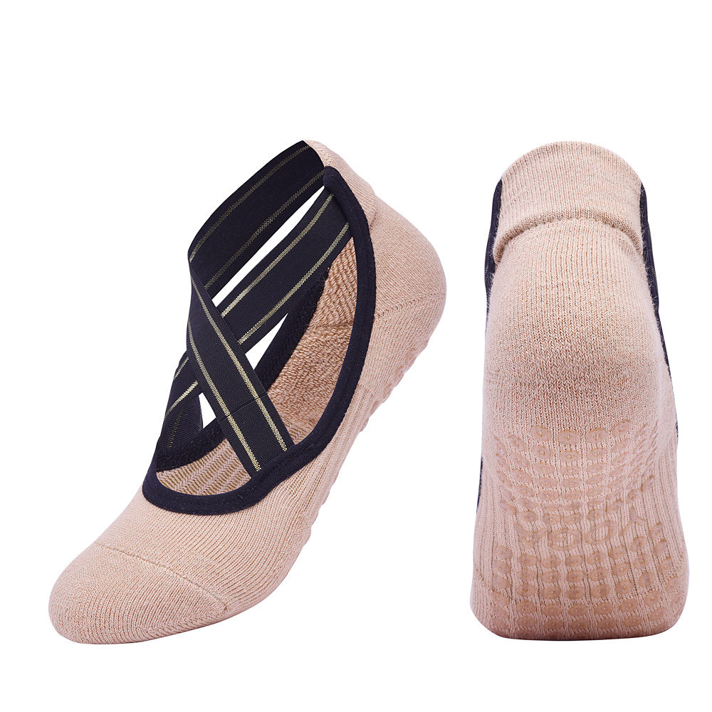 【Yoga Socks】Q1米-女士毛圈圆头瑜伽普拉提运动袜