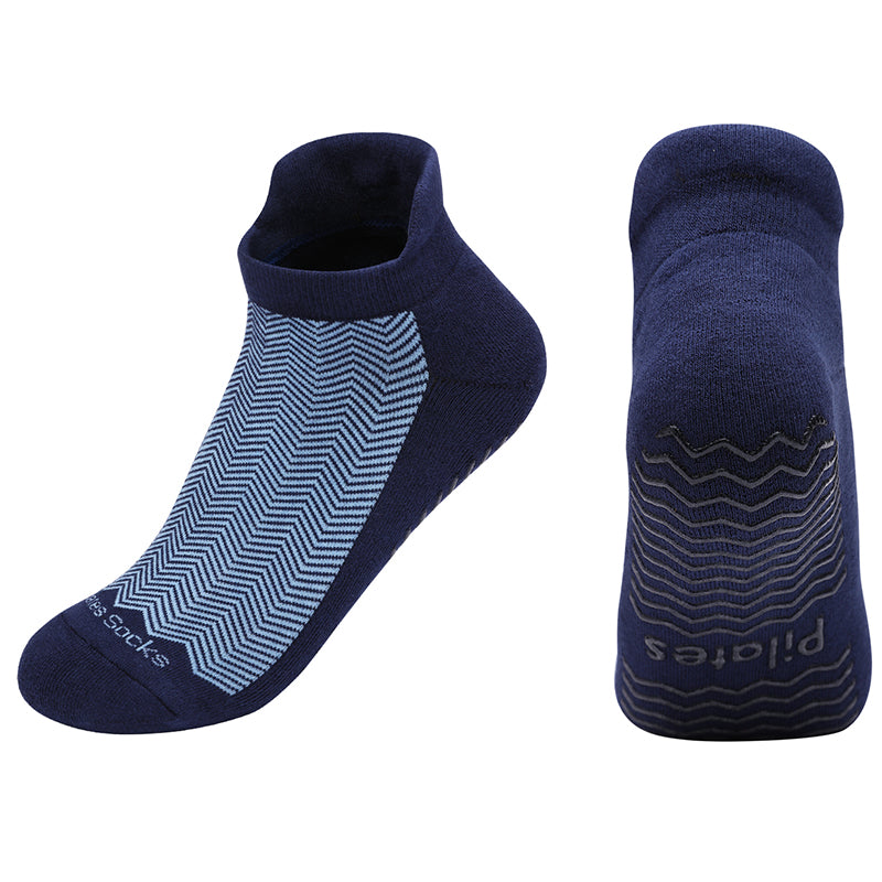 【Yoga Socks】D4青蓝-女士提花香薰毛圈圆头瑜伽普拉提运动袜