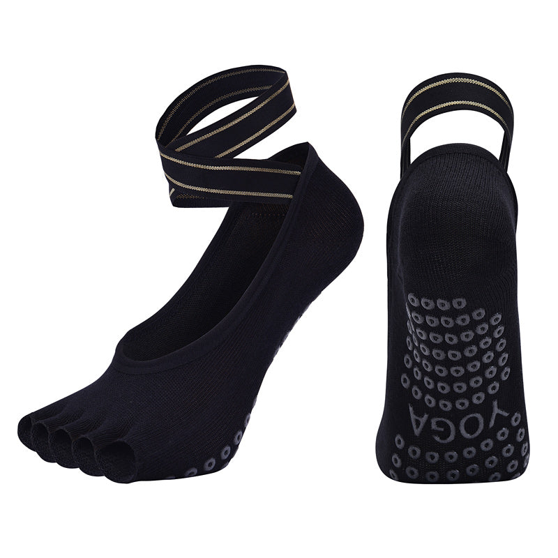 【Yoga Socks】T4黑色-女士半趾瑜伽普拉提运动袜