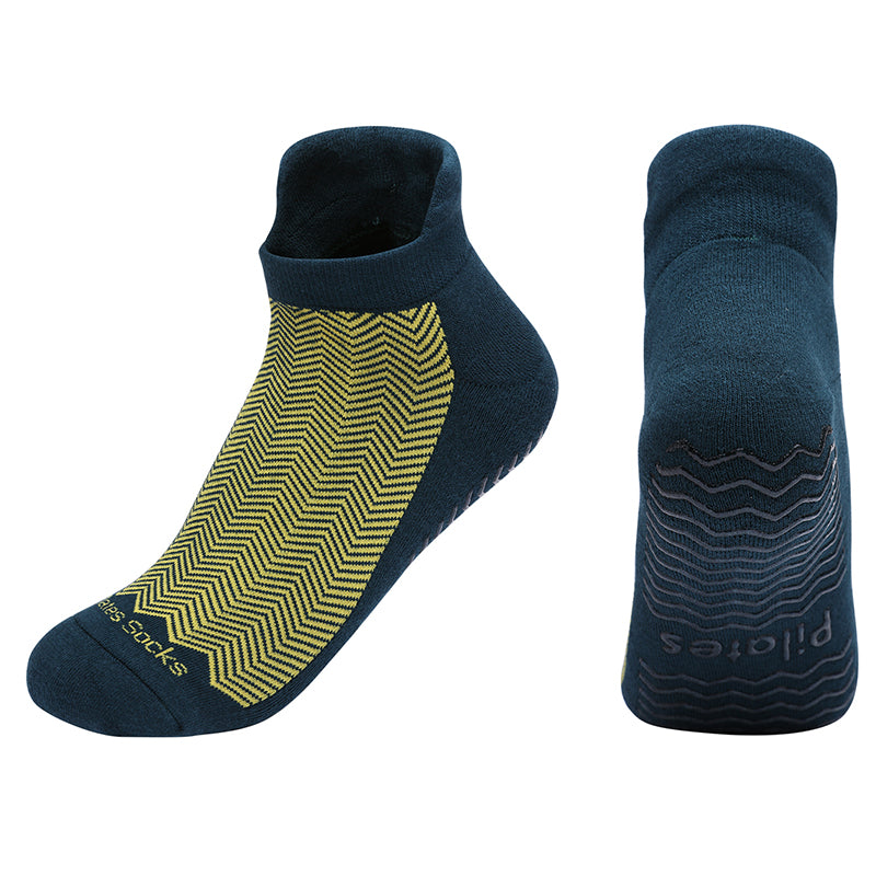 【Yoga Socks】D4绿黄-女士提花香薰毛圈圆头瑜伽普拉提运动袜