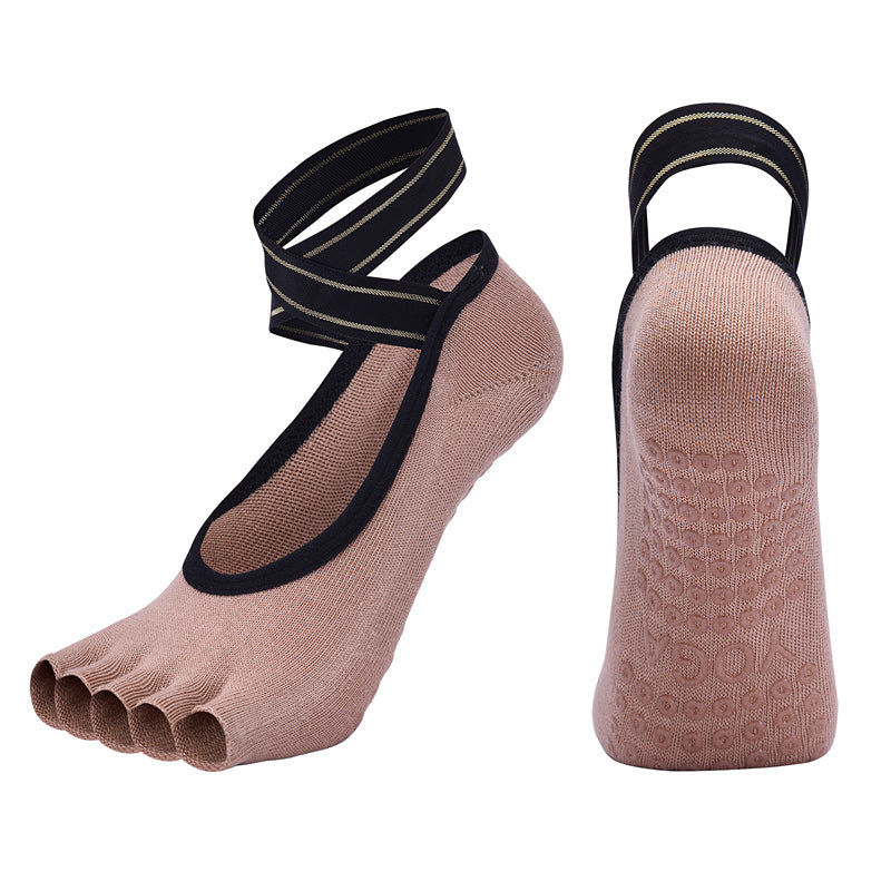 【Yoga Socks】T4米色-女士半趾瑜伽普拉提运动袜
