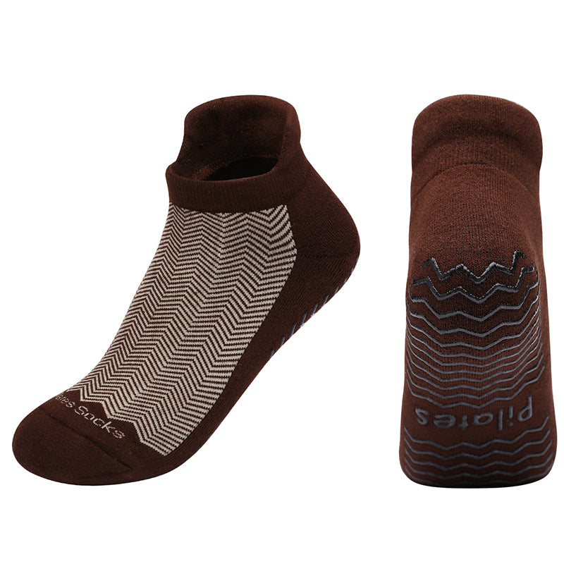 【Yoga Socks】D4咖米-女士提花香薰毛圈圆头瑜伽普拉提运动袜
