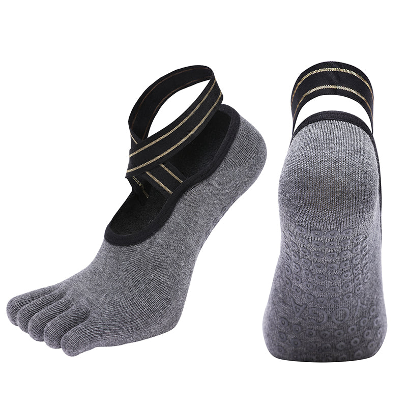 【Yoga Socks】W4深麻灰-女士五指瑜伽普拉提运动袜