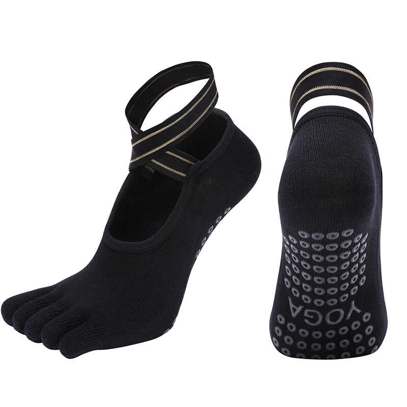 【Yoga Socks】W4黑色-女士五指瑜伽普拉提运动袜