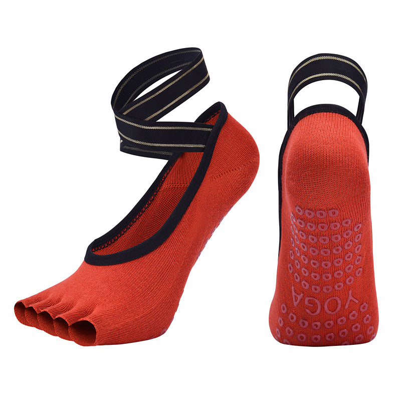 【Yoga Socks】T4中国红-女士半趾瑜伽普拉提运动袜