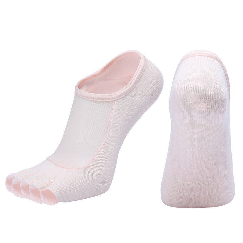 【Yoga Socks】T5浅粉-女士网纱半趾瑜伽普拉提运动袜