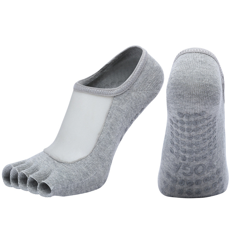【Yoga Socks】T5浅麻灰-女士网纱半趾瑜伽普拉提运动袜