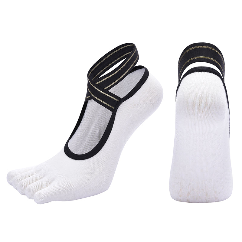 【Yoga Socks】W4白色-女士五指瑜伽普拉提运动袜