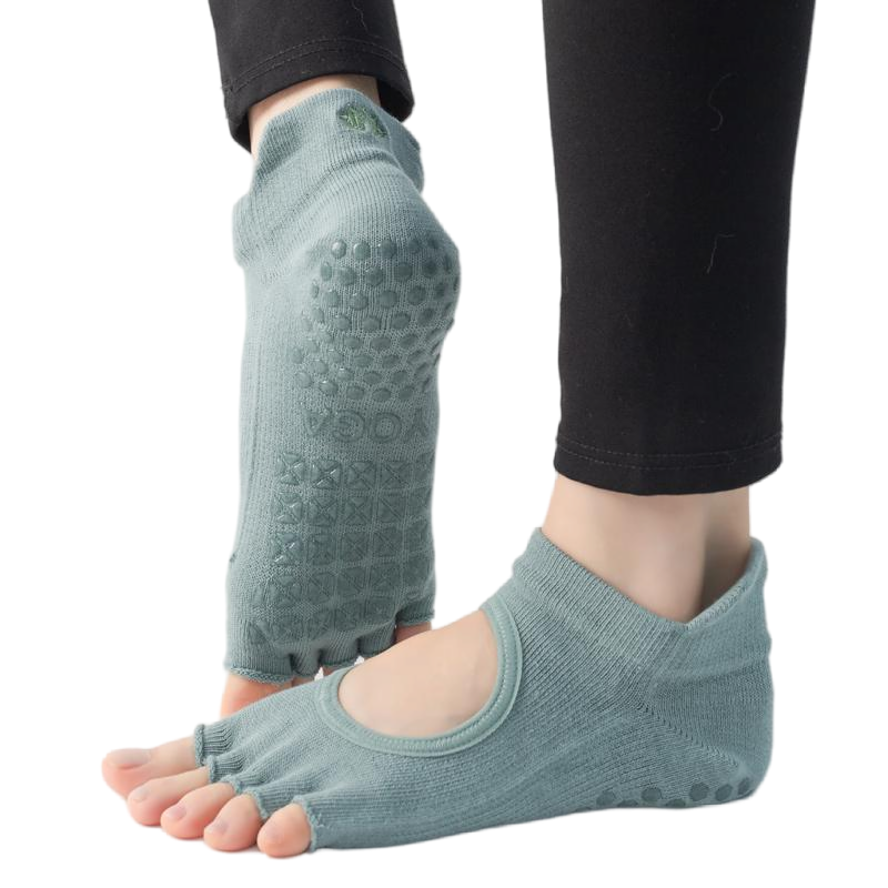 【Yoga Socks】C1孔雀绿-女士刺绣半趾瑜伽普拉提运动袜