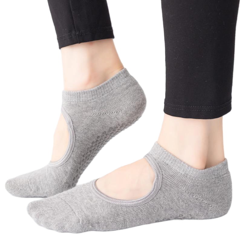 【Yoga Socks】A1浅麻灰-女士毛圈圆头瑜伽普拉提运动袜