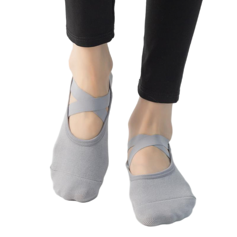 【Yoga Socks】H6浅灰-女士圆头瑜伽普拉提运动袜