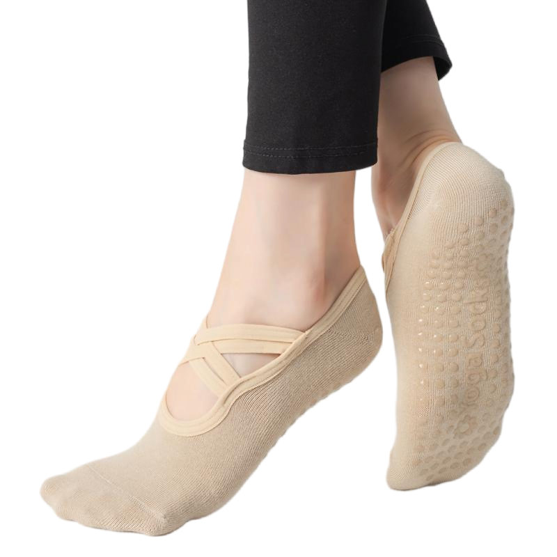 【Yoga Socks】H7米色-女士圆头瑜伽普拉提运动袜
