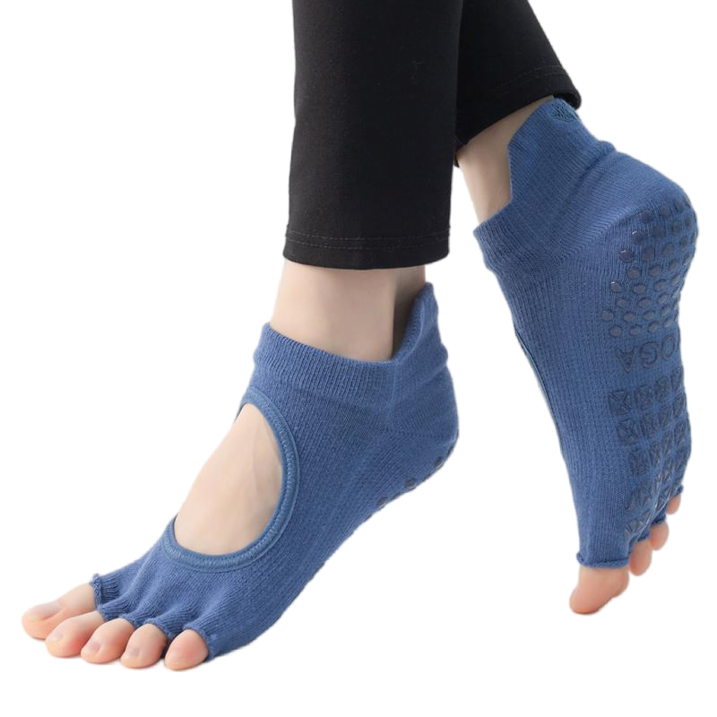 【Yoga Socks】C1深蓝-女士刺绣半趾瑜伽普拉提运动袜