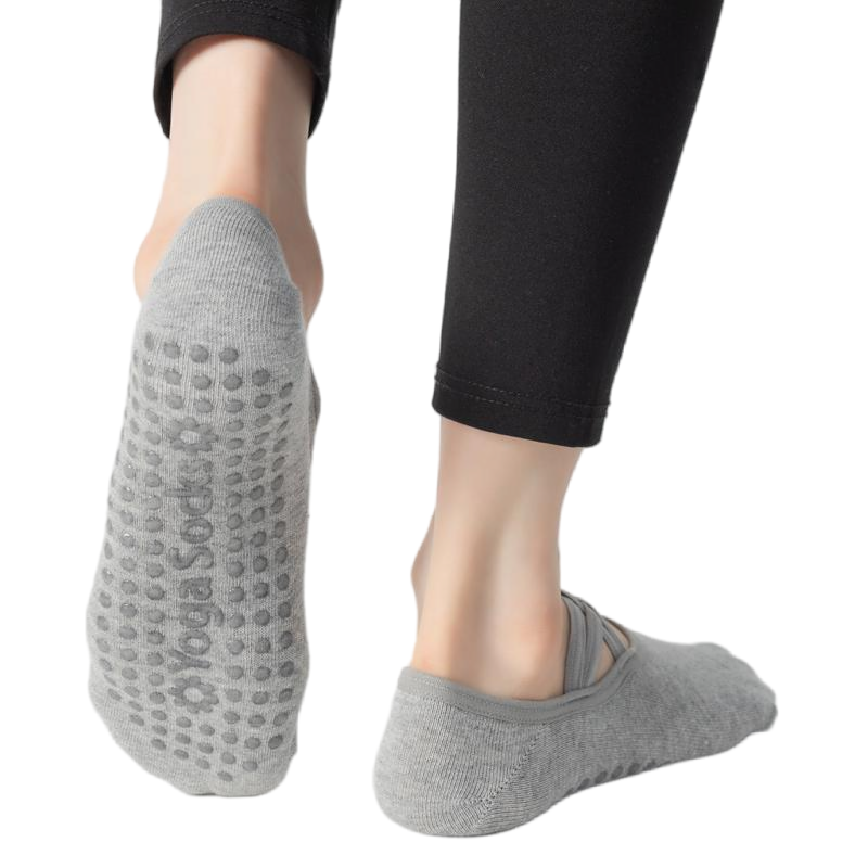【Yoga Socks】H7浅麻灰-女士圆头瑜伽普拉提运动袜