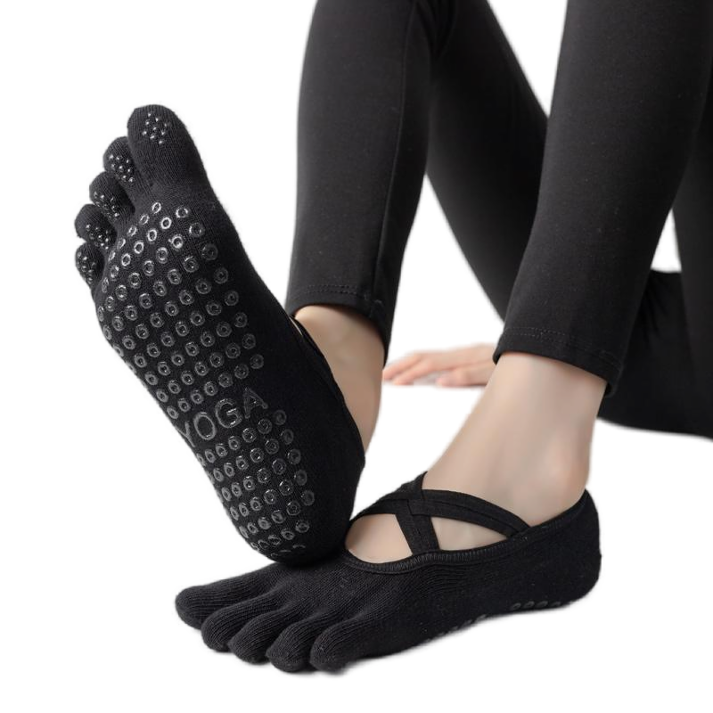 【Yoga Socks】W2黑色-女士五指瑜伽普拉提运动袜