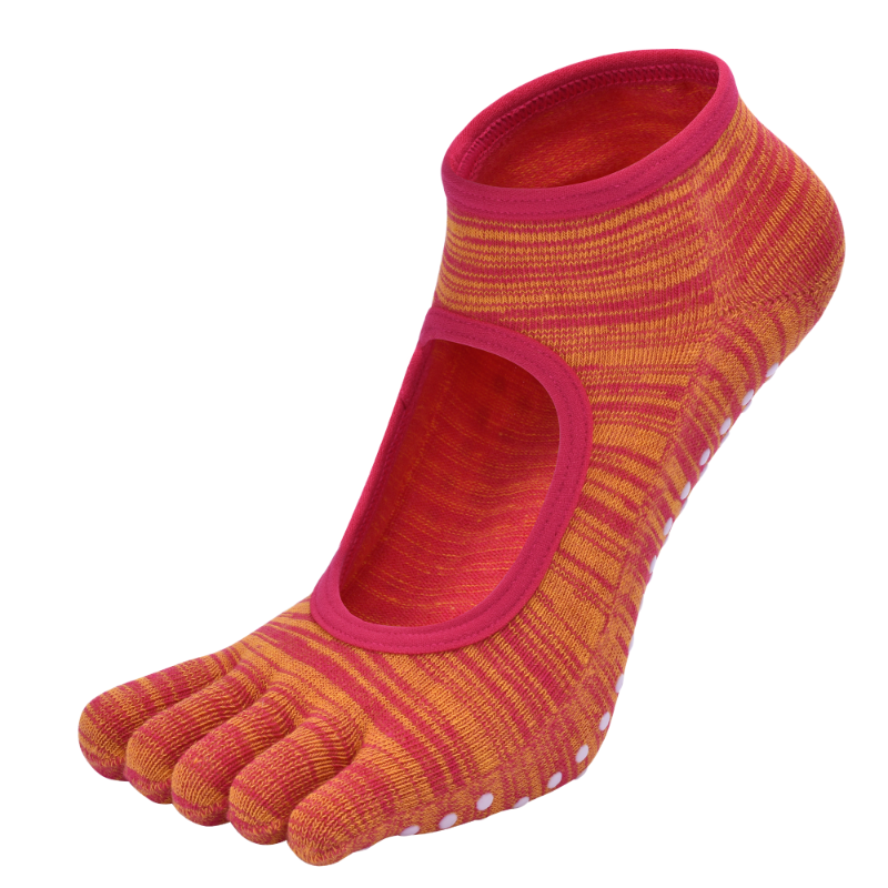 【Yoga Socks】V7玫橙-女士段色瑜伽普拉提运动袜