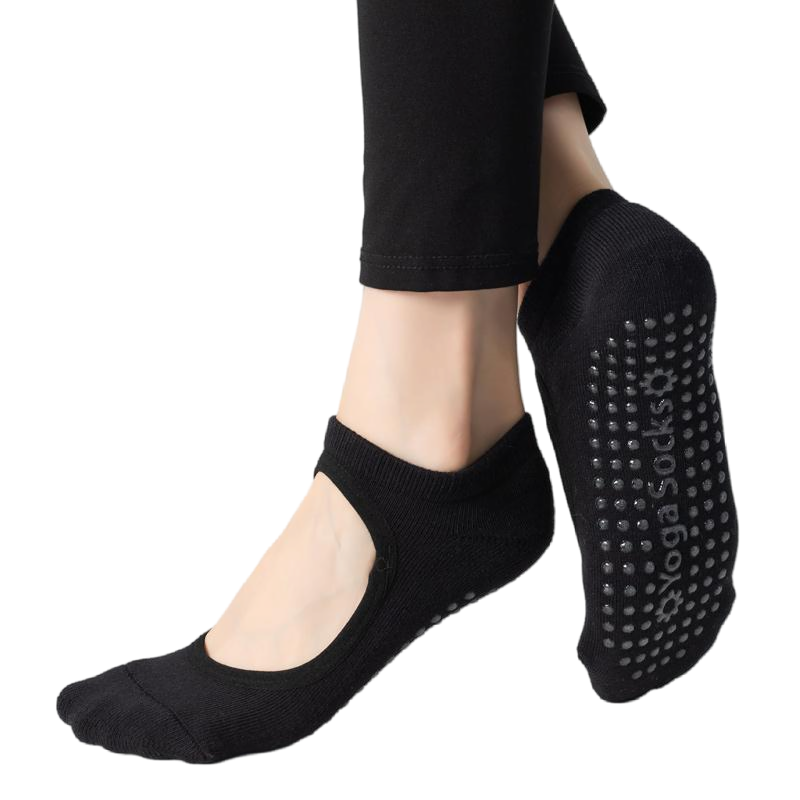 【Yoga Socks】A9黑色-女士毛圈圆头瑜伽普拉提运动袜