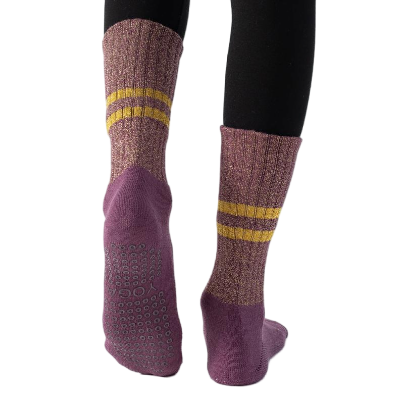【Yoga Socks】D10紫红-女士金丝毛圈圆头瑜伽普拉提运动袜