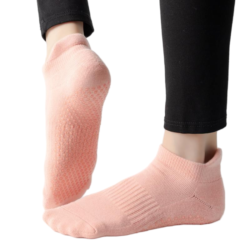 【Yoga Socks】D1珊瑚橙-女士毛圈圆头瑜伽普拉提运动袜